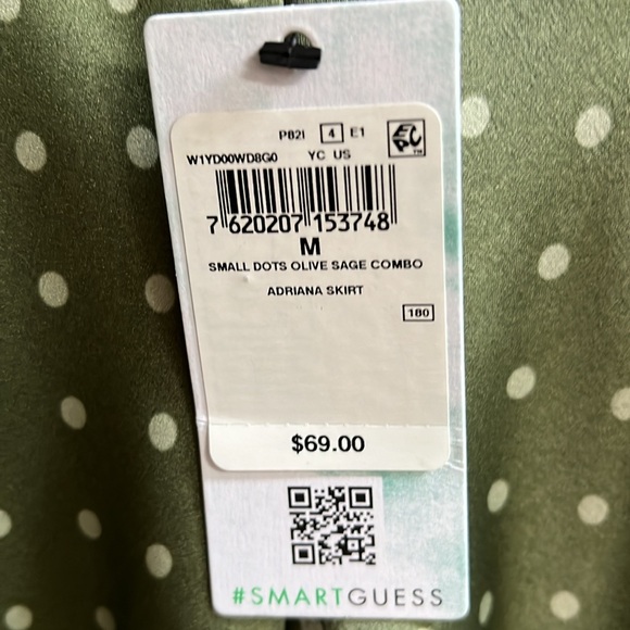 GUESS Adriana Wrap Skirt Size M Fluid Pleated A-line Fit Polka Dots & Ruffle - Picture 5 of 11